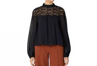 Cleobella Eloise Lace Long Sleeve Blouse In Black