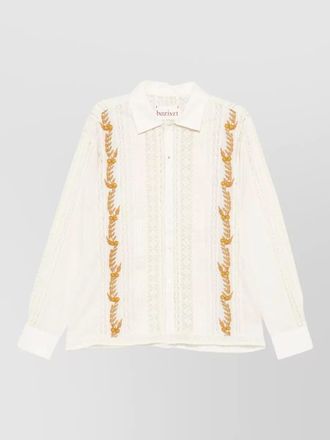 Baziszt cotton long-sleeve pleated shirt