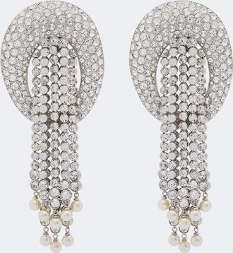 Valentino Garavani Crystal-embellished faux pearl clip-on earrings