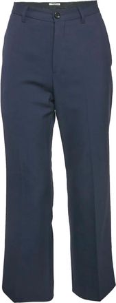 Miu Miu Broek van wolblend met tailleband - Blauw