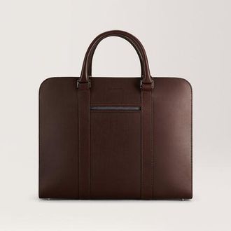 Carl Friedrik Medium size Briefcase - Vacchetta Leather - Dark Brown