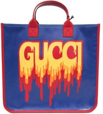 Gucci Pre-owned Children 550763 Tote Bag - Dames - Vintage Shopper - Blauw - ONE Size - Leer - Vintage