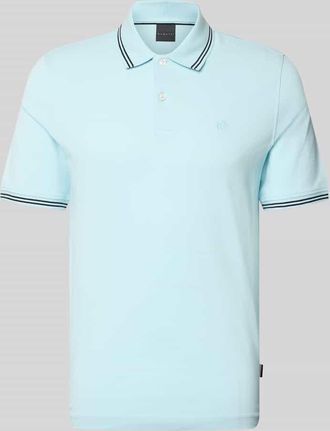 Bugatti Regular Fit Poloshirt mit Logo-Stitching in Aqua, Gr&ouml;&szlig;e XXXL