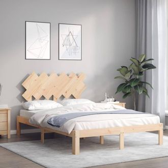 Berkfield Home Beautiful Bed Frame without Mattress Small Double Solid Wood Pine in Light Tan