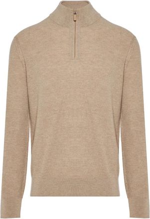 Ermenegildo Zegna Oasi Cashmere Half-Zip Truien - Heren - Coltruien - Beige - 3XL - Kasjmier - Truien & Vesten
