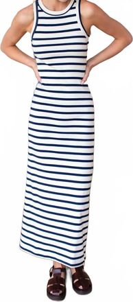Emerson Fry Racerback Tank Maxi Dress In Navy Stripe Rib