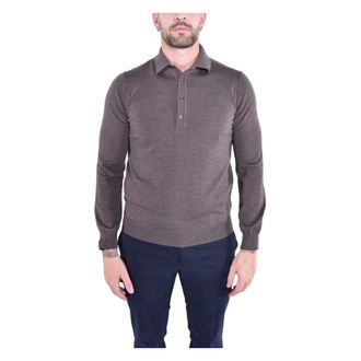 KANGRA Polo Shirts, male, Brown, 6XL, Buttonless Knit Polo