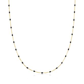 RS Pure by Ross-Simons Italian Black Enamel Station Necklace in 14kt Yellow Gold