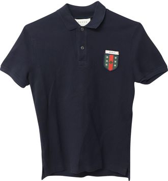 Gucci Gucci Web Crest Logo Polo Shirt van Zwarte Katoen