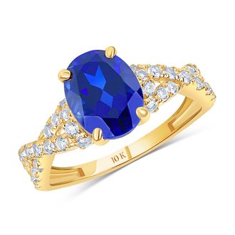 MAX + STONE Solid 10k Yellow or White Gold Gemstone Oval Cut Birthstone Ring