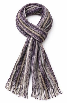 Saachi Stripe Fringe Trim Scarf in Raspberry Multi at Nordstrom Rack