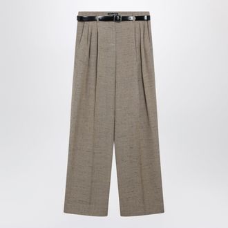 Dolce & Gabbana Tweed-effect viscose and linen trousers in beige/white