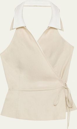SIMKHAI Campbell Linen Halter Shirt