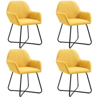 vidaXL Vidaxl - Sillas De Comedor 4 Unidades Tela Amarillo