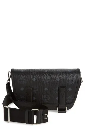MCM Aren Messenger Bag in Visetos in Black at Nordstrom