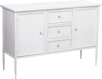 Wanderlust Deco Wanderlust Deco - Aparador De 2 Puertas Y 3 Cajones De Metal Blanco 120x41x80h Cm