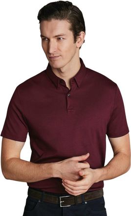 CHARLES TYRWHITT Plain Short Sleeve Jersey Polo in Wine Red at Nordstrom, Size Xx-Large