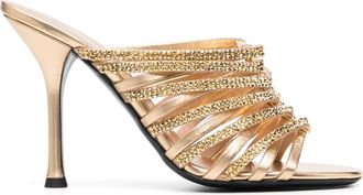 Valentino Garavani strappy 95mm mules - women - Calf Leather/Calf Leather/Calf Leather - 37.5 - Gold