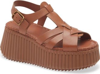 Chlo&eacute; Nama Wedge Platform Sandal in Ginger Brown at Nordstrom, Size 10Us