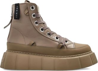 INUIKII lace-up platform boots - women - Calf Leather/Rubber/Fabric - 37 - Brown