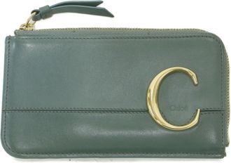 Chlo&eacute; Green Leather Coin Purse/Coin Case (Pre-Owned)