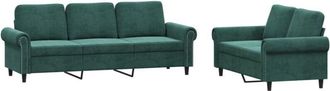 vidaXL Vidaxl - Juego de sofás con cojines 2 piezas terciopelo verde oscuro