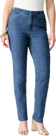 Roaman's Plus Size 24/7 Stretch Straight Leg Jean in Medium Stonewash at Nordstrom, Size 12