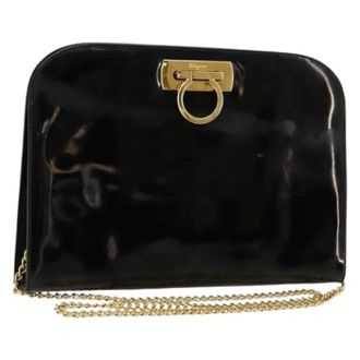 Ferragamo Pre-owned Clutches, female, Black, Size: ONE SIZE Pre-owned Patent Leather Shoulder Bag