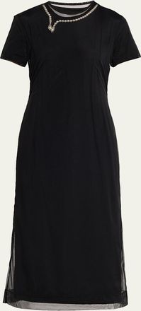 Simone Rocha Layered Liquid Cotton Midi T-Shirt Dress