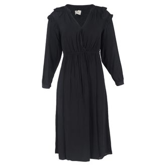 BA&SH Ba & Sh Ulla Ruffled Midi Dress in Black Viscose