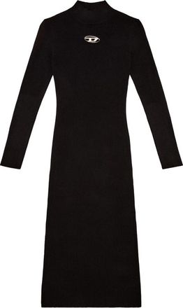 Diesel Ribgebreide Jurk met D-plaat - Dames - Kleedjes - Zwart - S - Polyester - Kleedjes