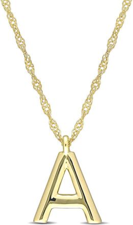Amour Intial A Pendant with Chain in 14k Yellow Gold