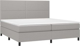 vidaXL Vidaxl - Cama Box Spring Con Colch&oacute;n Tela Y Led Gris Claro 200x200 Cm