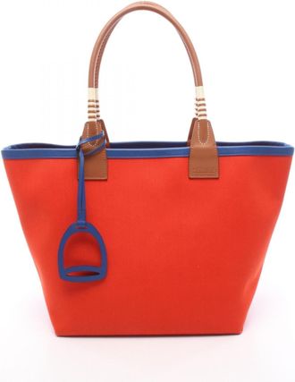 Herm&egrave;s Blue Brown Red Color Swift Leather Handbag Tote Bag (Pre-Owned)