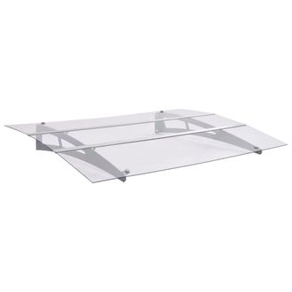 vidaXL Marquesina Para Puerta Pc Plata Y Transparente 150x90 Cm Pet Vidaxl