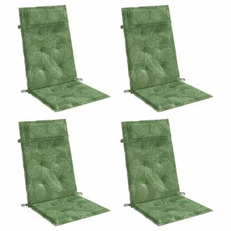 vidaXL Cuscini Sedia Schienale Alto 4 Pz Motivo Foglie Tessuto Oxford - Vidaxl