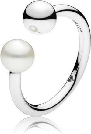 Pandora Open Ring Met Zoetwater Kweekparel - Dames - Ringen - Grijs - 50 MM - Accessoires