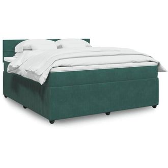 vidaXL Cama Box Spring Con Colch&oacute;n Terciopelo Verde Oscuro 180x200 Cm