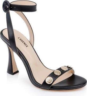 L'agence Harriett Ankle Strap Sandal in Black Leather at Nordstrom, Size 8.5
