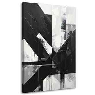 Feeby Cuadro Sobre Lienzo, Abstracci&oacute;n En Blanco Y Negro, 80x120