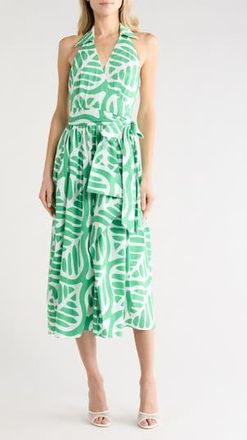 Diane Von F&uuml;rstenberg Nova Stretch Cotton Poplin Wrap Dress in Desert Palm Indian Green at Nordstrom Rack, Size Xx-Small