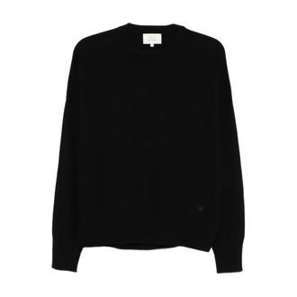 Loulou Studio Round-neck Knitwear, female, Black, XL, Black Knit Jumper with Embroidered Detail