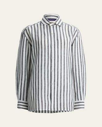 Ralph Lauren Collection Capri Relaxed Fit Striped Linen Shirt