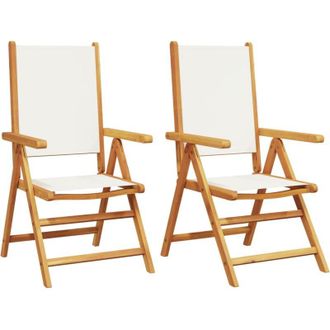 vidaXL Vidaxl - Sillas De Jard&iacute;n 2 Uds Madera Maciza Acacia Y Tela Crema Blanco