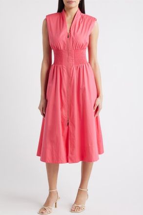 Vince Camuto Sleeveless Cotton Midi Dress in Hot Pink at Nordstrom, Size 14