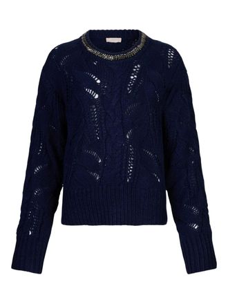 Liu Jo openwork gemstone jumper - women - Wool/Acrylic - L - Blue