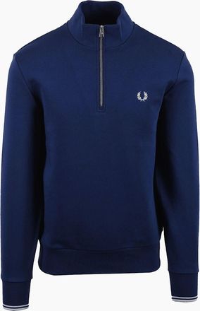 Fred Perry Mens FRED PERRY HALF ZIP SWEATSHIRT FRENCH NAVY/DUSKY BLUE - Size: 44