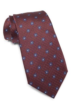 Ermenegildo Zegna Geometric Silk Tie in Dark Red Fan at Nordstrom