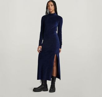 G-Star Velvet Jurk Met Split - Donkerblauw - Dames