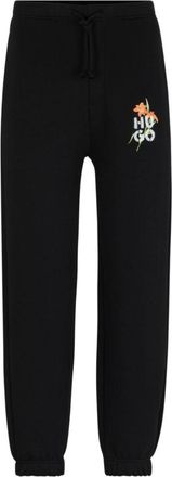 HUGO BOSS Relaxed-fit tracksuit bottoms with floral logo artwork
